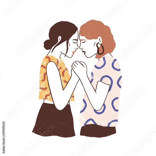 Female friends reunion concept. Women support each other holding their hands ...