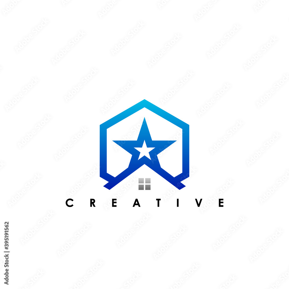 House With Stars Logo Design Template Vector Illustration House With Stars Logo Design Template Vector Illustration