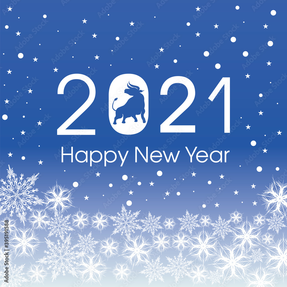 2021 Happy New Year card template. Design patern snowflakes white. 2021 Happy New Year card template. Design patern snowflakes white.