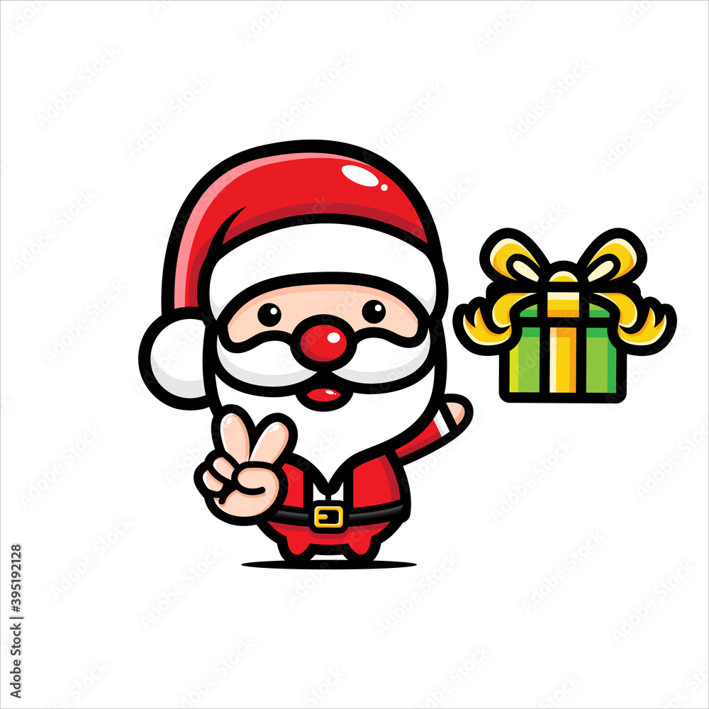 cute santa claus characters carry gifts with peaceful hands cute santa claus characters carry gifts with peaceful hands