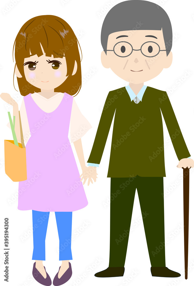 子供達と手を繋ぐ可愛い主婦のイラスト 子供達と手を繋ぐ可愛い主婦のイラスト