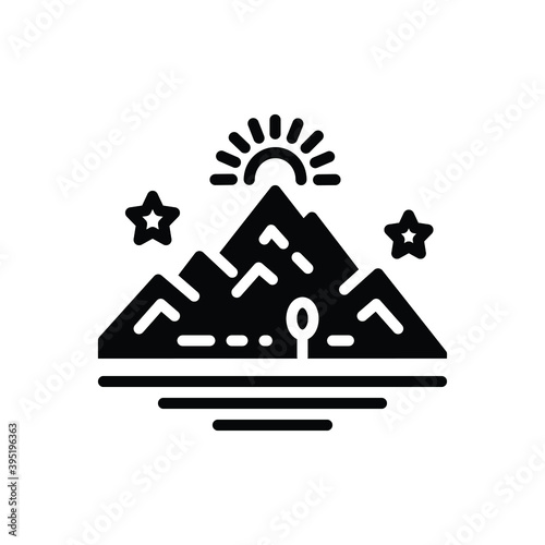 Black solid icon for mountain