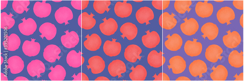 Red garnets on a blue background 3 pattern variants