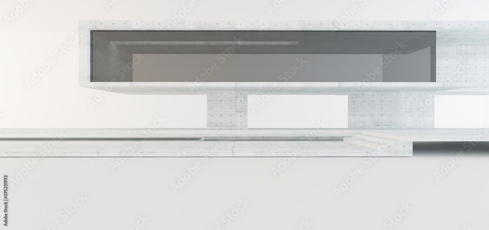 Abstract architectural minimalistic background. Contemporary showroom. Modern concrete exhibition tunnel. Empty gallery. Backlight. 3D illustration and rendering. Abstract architectural minimalistic background. Contemporary showroom. Modern concrete exhibition tunnel. Empty gallery. Backlight. 3D illustration and rendering.