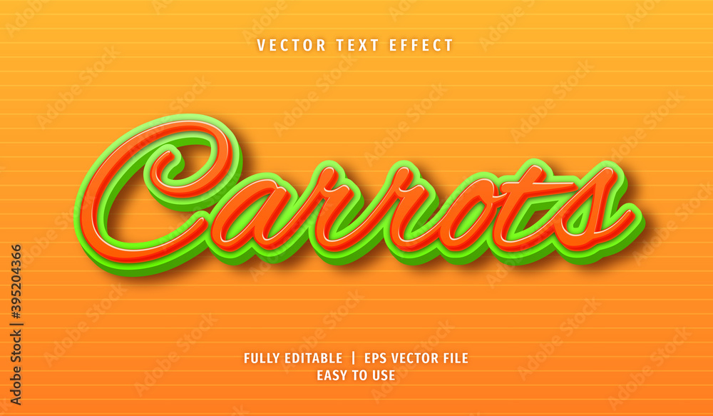 3D Carrots Text effect, Editable Text Style