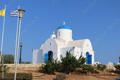 Church of St. Nicholas on Kalamis Beach, in Protaras Cyprus. photo