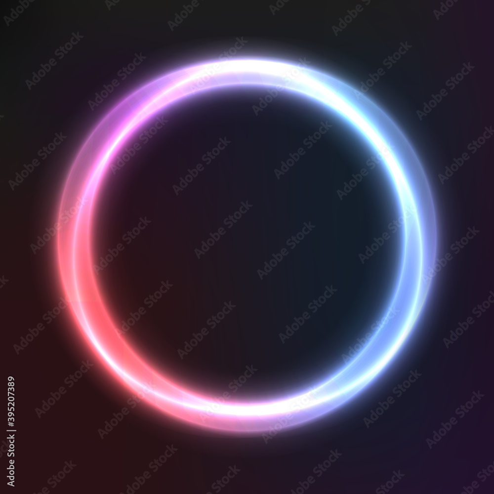Abstract vector background from neon geometric shapes, vector template, round frame, wallpaper