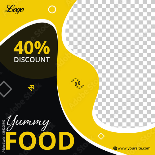 Food restaurant Instagram post, square banner or flyer template Premium template