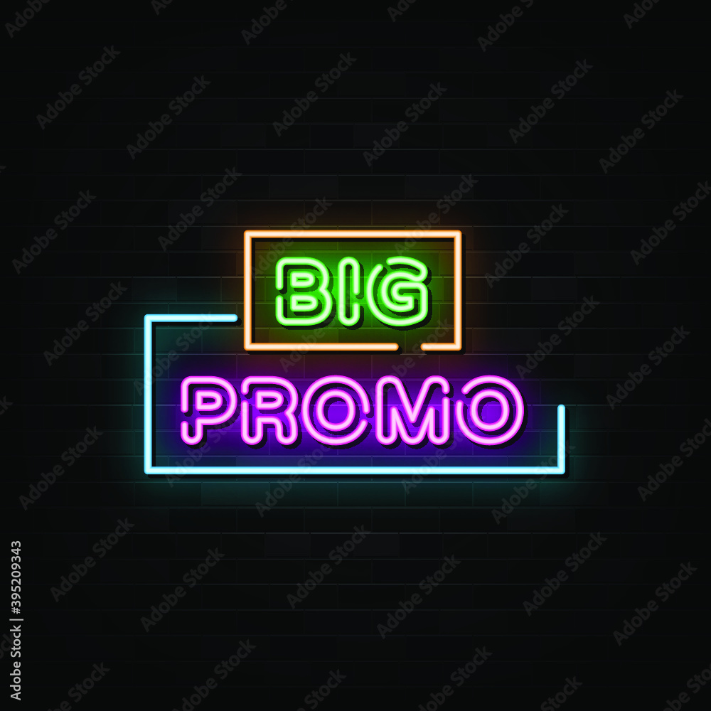 Obraz premium Big Promo Neon Signs Vector. Design Template Neon Style