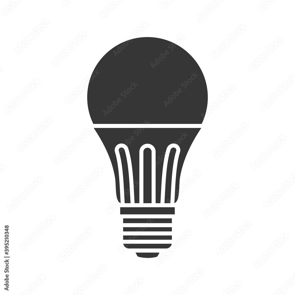 LED light lamp bulb vector filled silhouette icon, isolated on white background LED light lamp bulb vector filled silhouette icon, isolated on white background