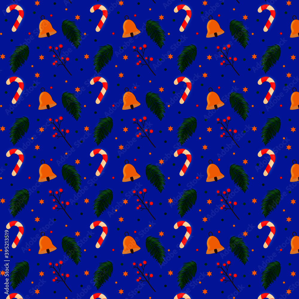 Christmas pattern blue background