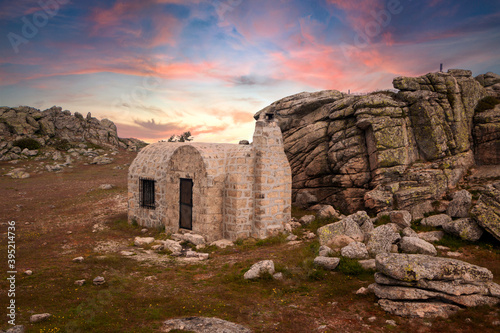 Mountain Refuge in Cueva Valiente. Between the provinces of Segovia, Avila and Madrid photo
