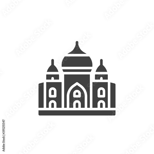 Taj mahal palace vector icon. filled flat sign for mobile concept and web design. India landmark glyph icon. Symbol, logo illustration. Vector graphics