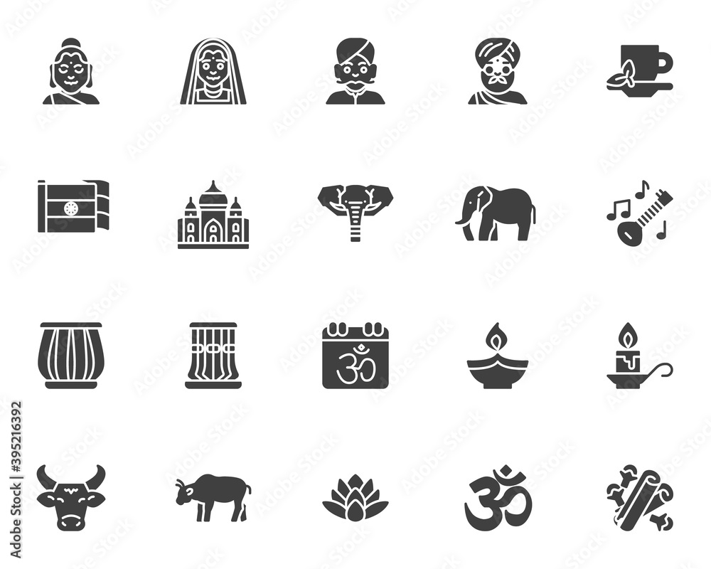 indian-culture-vector-icons-set-modern-solid-symbol-collection-filled