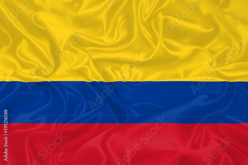 Colombia Flag waving. National flag of Columbia with waves and wind. Official colors and proportion. Columbian Flag