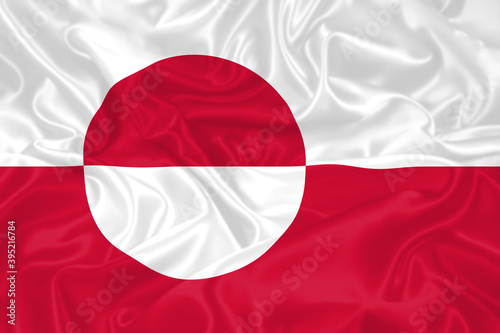 Greenland Flag waving. National flag of Greenland with waves and wind. Official colors and proportion. Greenlandic Flag
