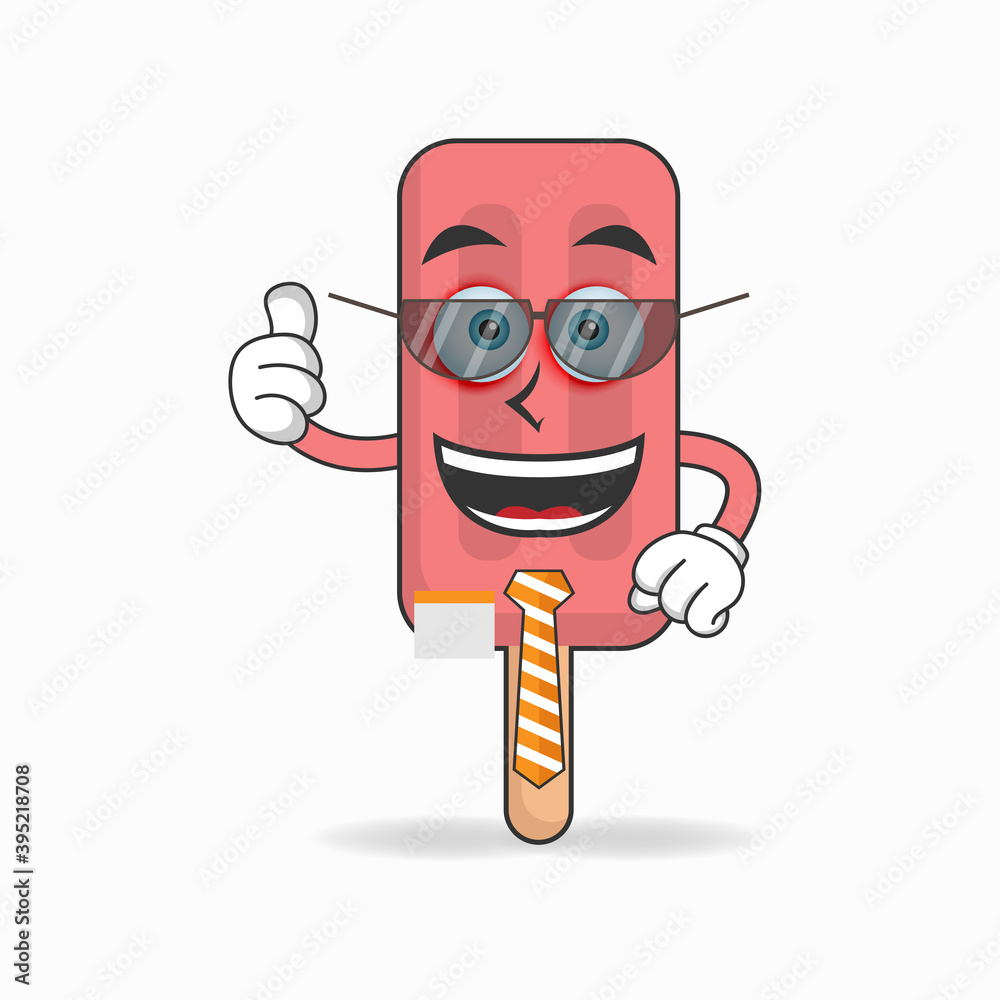 The Red Ice Cream mascot character becomes a businessman. vector illustration