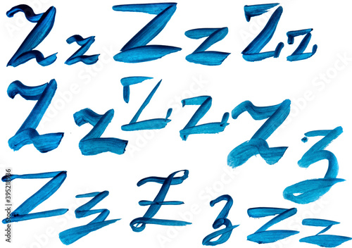 The letter Z is drawn in different versions.
