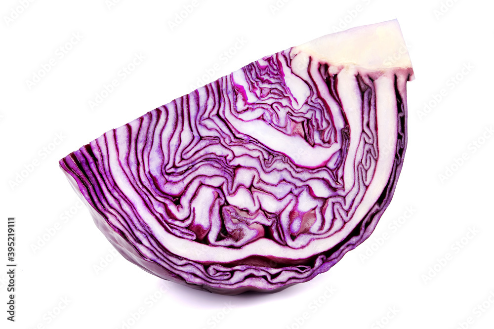 Fresh red cabbage isolated on white background. Half part. Fresh red cabbage isolated on white background. Half part.