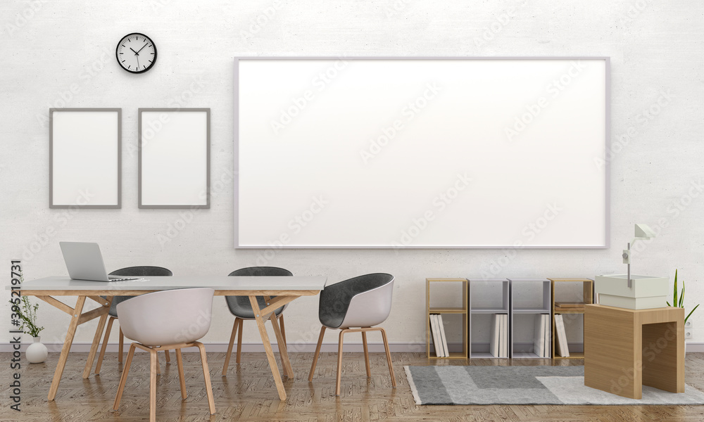 meeting room interior and whiteboard for mockup 3d rendering meeting room interior and whiteboard for mockup 3d rendering