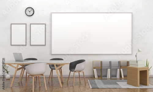 meeting room interior and whiteboard for mockup 3d rendering