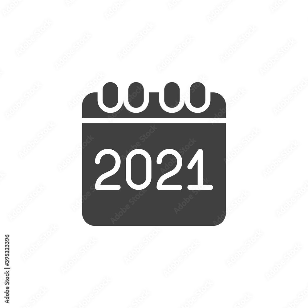 New year calendar vector icon. filled flat sign for mobile concept and web design. 2021 calendar page glyph icon. Symbol, logo illustration. Vector graphics