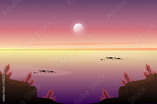 sunset or sunrise sky with sea side landscape