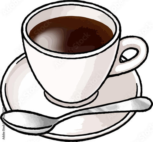 【手描き飲み物ベクターイラスト】ホットコーヒーのイラスト 湯気なし