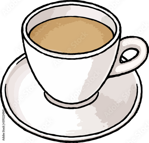 【手描き飲み物ベクターイラスト】ホットカフェオレのイラスト 湯気なし