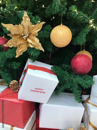 christmas day celebrate with gift boxes and christmas tree.