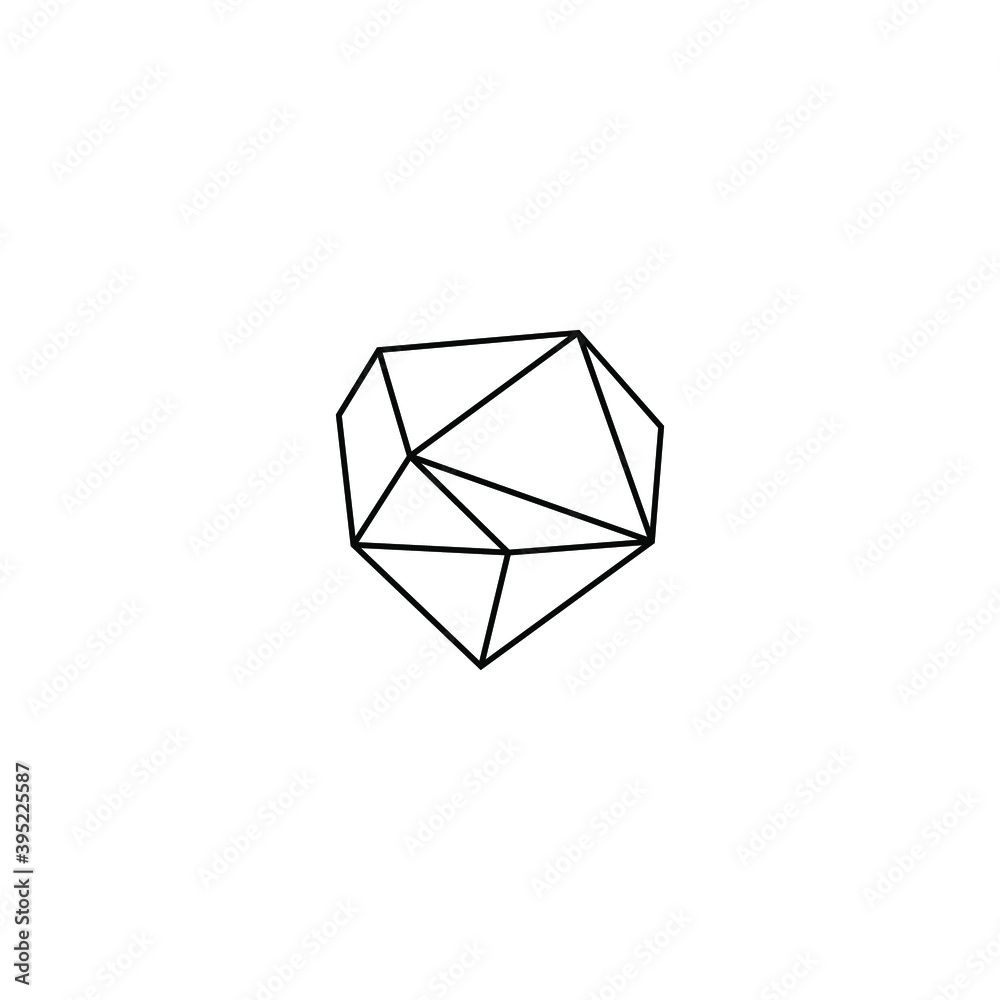 Black Outline Gem Crystal. Stock vector Icon isolated on white background Black Outline Gem Crystal. Stock vector Icon isolated on white background