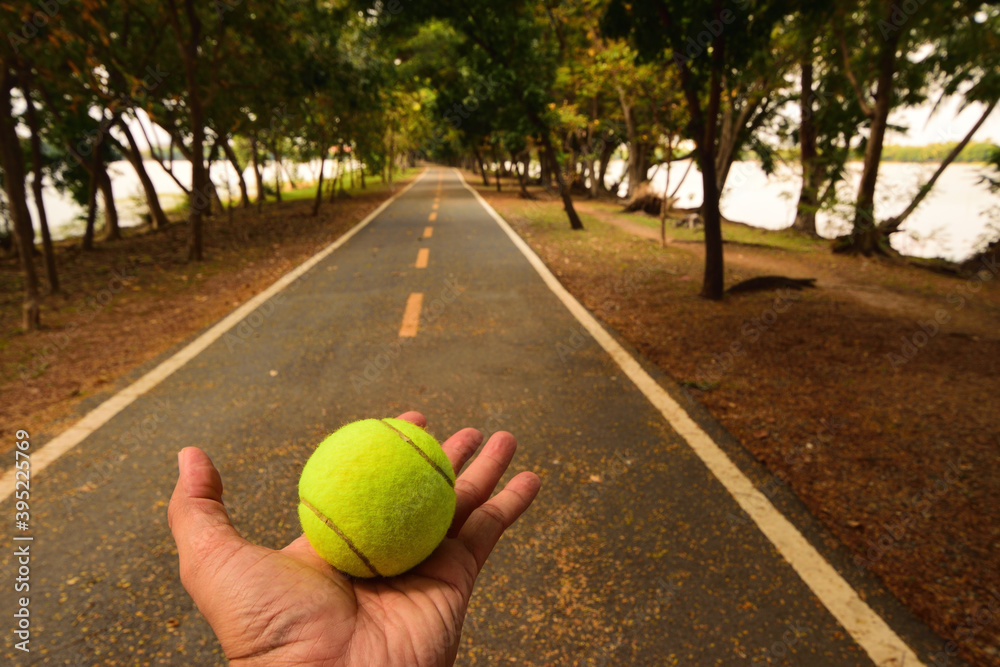 tennis ball on the road