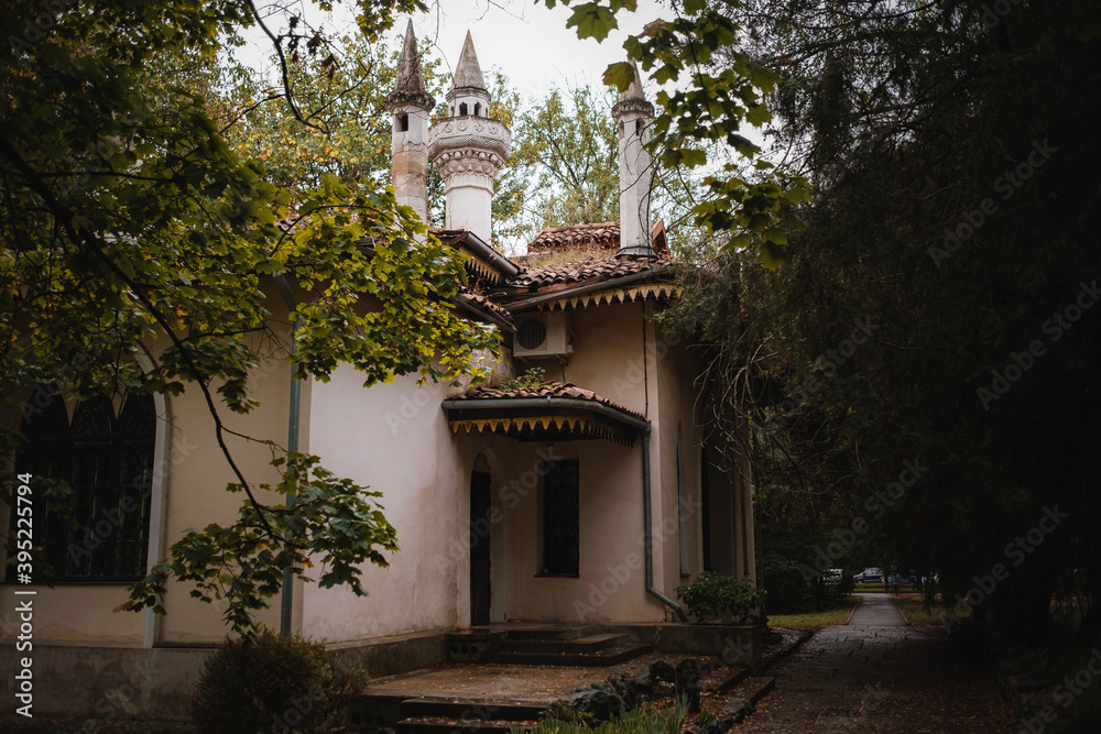 small mosque in the green botanical garden small mosque in the green botanical garden