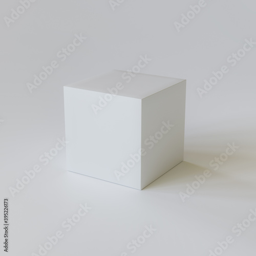 3d illustration of white cube isolated on white background © valdis torms