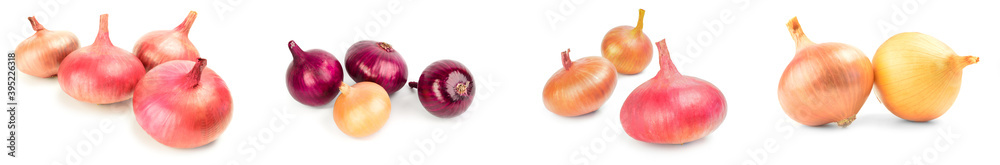 Set of Fresh bulbs of onion isolated on a white background cutout