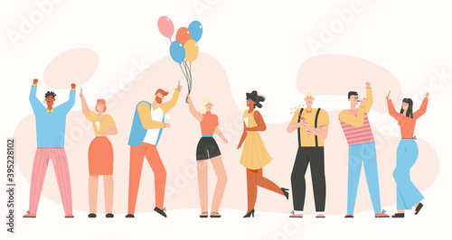 Group of happy people celebrating at party