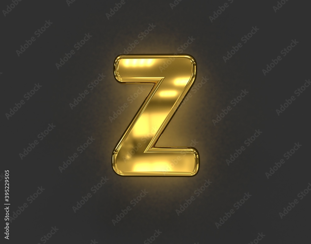 polished golden metal font - letter Z isolated on dark grey background, 3D illustration of symbols polished golden metal font - letter Z isolated on dark grey background, 3D illustration of symbols