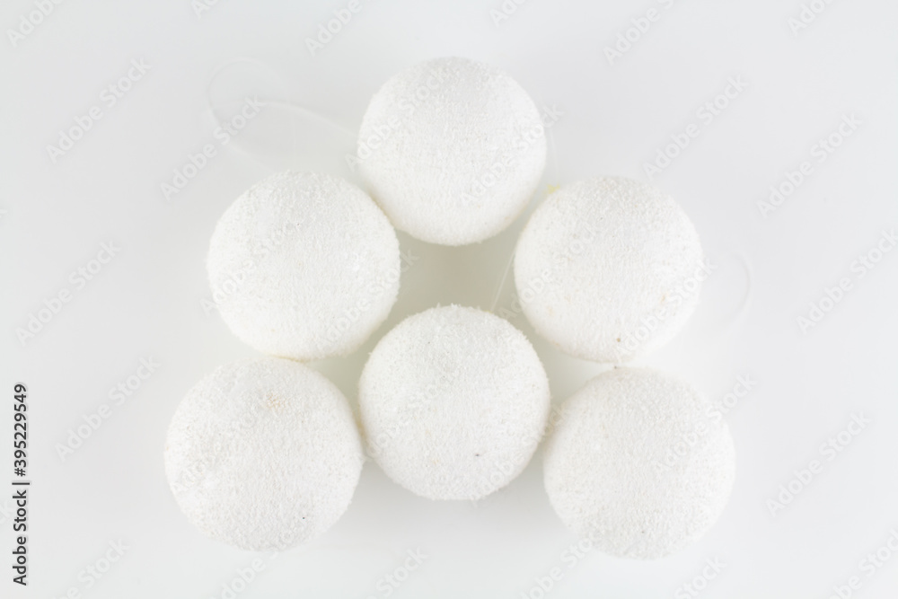 white snow balls on the christmas tree white snow balls on the christmas tree