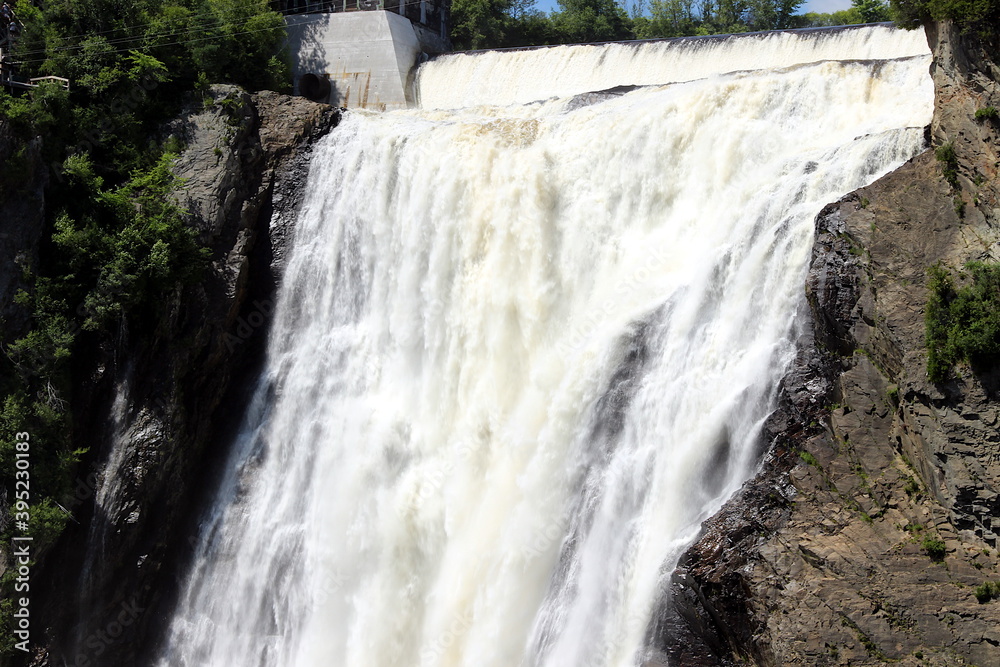 Montmorency Falls Canada, a huge stream of clear water, the power of nature in its incarnation. Montmorency Falls Canada, a huge stream of clear water, the power of nature in its incarnation.