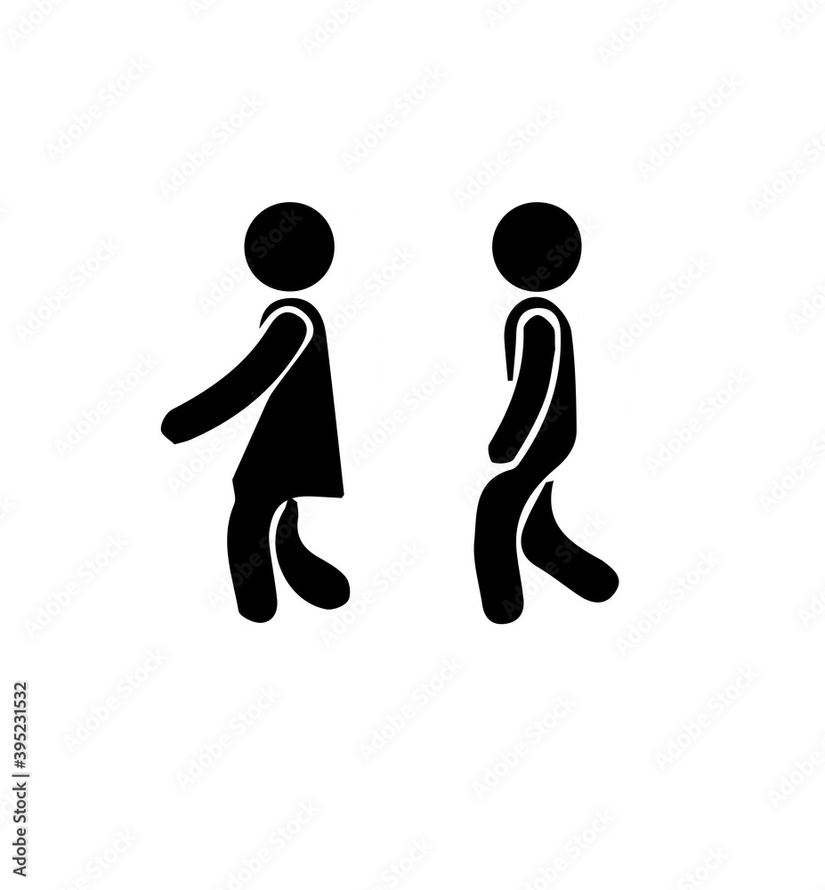 Silhouette of walking people on white background Silhouette of walking people on white background
