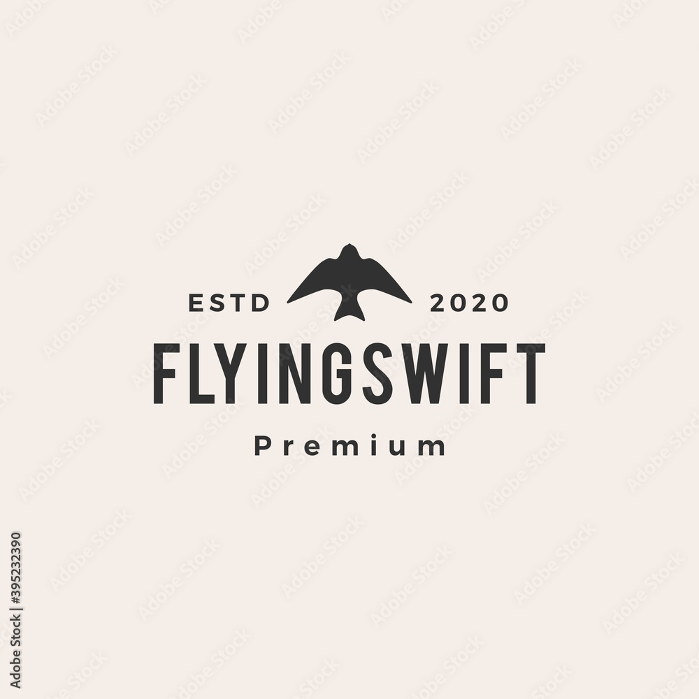 flying swift bird hipster vintage logo vector icon illustration