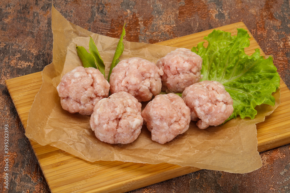 Homemade raw pork minced meatball for cooking Homemade raw pork minced meatball for cooking
