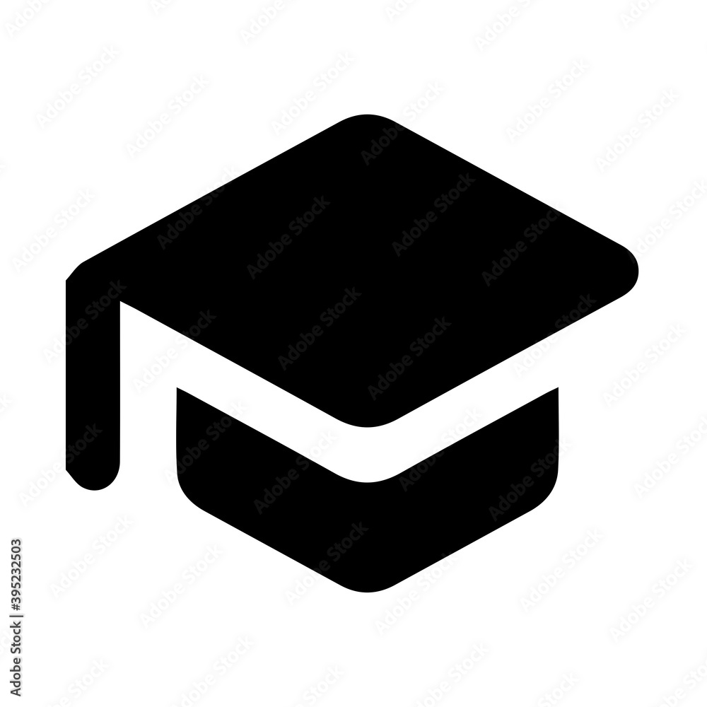 Silhouette of a graduation cap on white background Silhouette of a graduation cap on white background