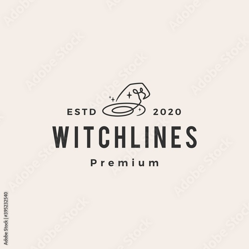 witch hat hipster vintage logo vector icon illustration