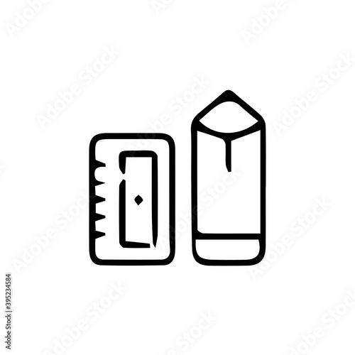Obraz na płótnie Shaving pencil and silhouette of pencil on white background w salonie