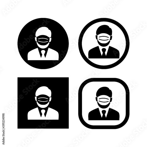Man in face mask four icon isolated on white background
