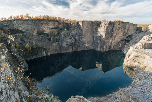 Aerial view on the old quarry Kantyna in Poland