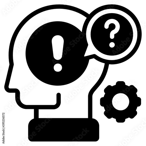
Confuse mind with interrogative sing, solid icon of faq 
