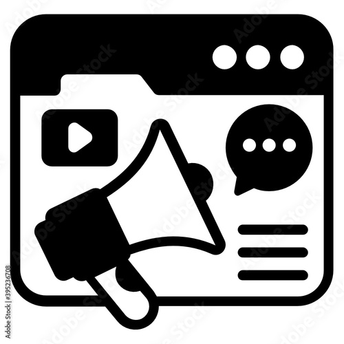 

Online streaming advertising, solid icon of digital marketing 
