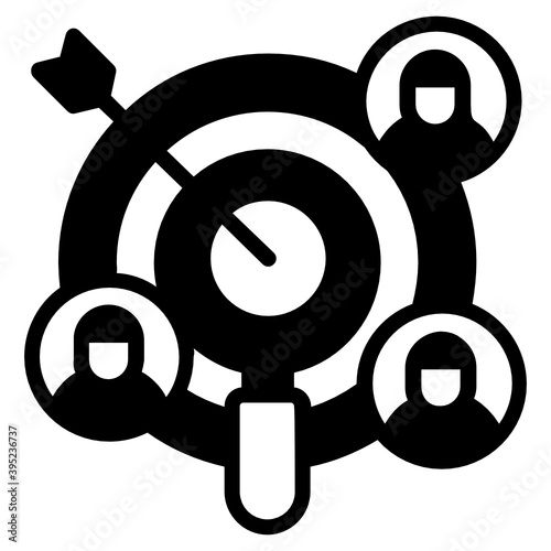 
Getting market goal, solid icon of target audience in editable style
